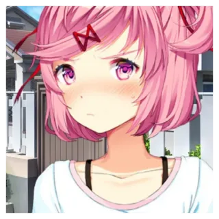 😶 0dfa6ae8 Natsuki Doki Doki Literature Club! 动漫, 可爱, 女孩, 漫画, 粉色头发, 制服 telegram sticker