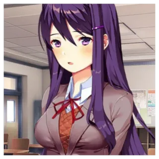 😮 161f05a1 Yuri Doki Doki Literature Club! 动漫, 漫画, 心跳文学俱乐部!, 百合, 女学生, 紫色头发, 动漫女孩 telegram sticker