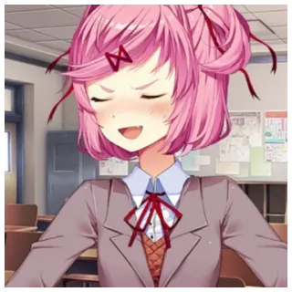 😎 1ed68db1 Natsuki Doki Doki Literature Club! 动漫, 漫画, Doki Doki Literature Club!, 夏树, 可爱, 女学生 telegram sticker