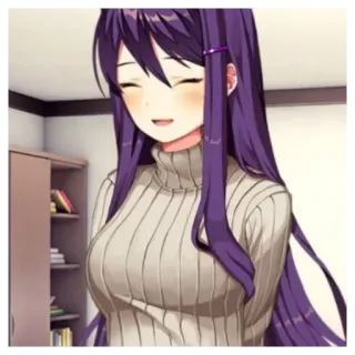 ☺️ 2a90a9c3 Yuri Doki Doki Literature Club! 动漫, 角色, 心跳文学俱乐部, 百合, 女学生 telegram sticker