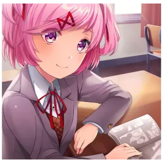 🙂 2ce4aba3 Natsuki Doki Doki Literature Club! 动漫, 漫画, 游戏, 文学, 学校, 可爱 telegram sticker