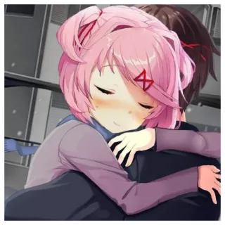 😍 475bfd1a Natsuki Doki Doki Literature Club! 动漫, 拥抱, 可爱, 夏树, 心跳文学部 telegram sticker
