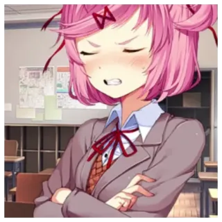 😠 90d1856a Natsuki Doki Doki Literature Club! 动漫, 漫画, 可爱, 生气, 学校, 女孩 telegram sticker