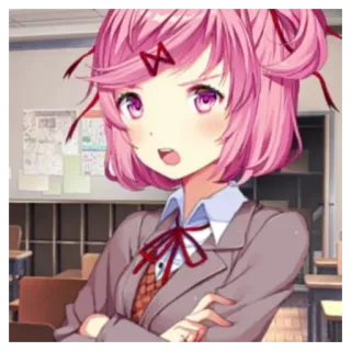 😑 a6d93cbd Natsuki Doki Doki Literature Club! 动漫, 漫画, 可爱, 女学生, 粉色头发, 动漫女孩 telegram sticker