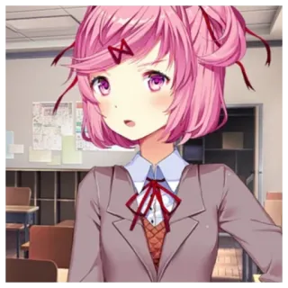 😯 bc8a8190 Natsuki Doki Doki Literature Club! 动漫, 漫画, 卡哇伊, 可爱, 女学生 telegram sticker