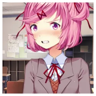 😑 bdfb4359 Natsuki Doki Doki Literature Club! 动漫, 漫画, 可爱, 女学生, 傲娇, 夏树, 心跳文学部 telegram sticker