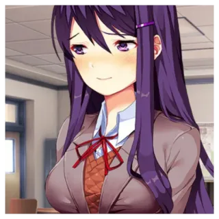 🙄 be519a52 Yuri Doki Doki Literature Club! 动漫, 电子游戏, 心跳文学俱乐部, 百合, 角色, 贴纸 telegram sticker