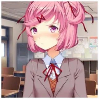 😶 c1dfbe36 Natsuki Doki Doki Literature Club! 动漫, 漫画, 心跳文学俱乐部, 夏树, 可爱, 制服 telegram sticker