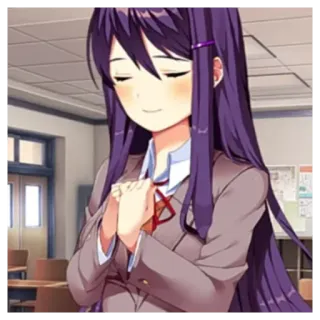 ☺️ f2b4abd7 Yuri Doki Doki Literature Club! 动漫, 女孩, Doki Doki Literature Club, 百合, 可爱, 学校, 长发 telegram sticker