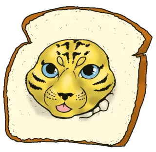 🍞 185c19f2 gatto, pane, toast, animale, carino, divertente, cartone animato telegram sticker