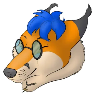 ☺️ 3d12301f Furry, Volpe, Antropomorfo, Occhiali, Cartone animato, Animale telegram sticker