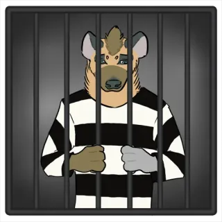 ⛓ adb1f16a prigione, carcere, iena, detenzione, sbarre, cartone animato, criminale, prigioniero telegram sticker