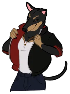 😏 f0a8060c cane, antropomorfo, cartone animato, giacca, animale, personaggio telegram sticker