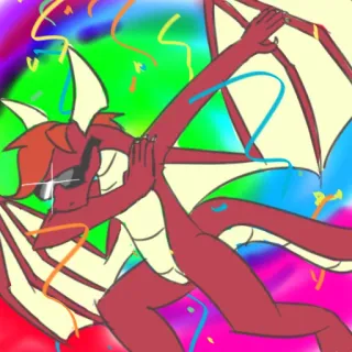 🔥 139fe5a7 dragão, dab, desenho animado, celebração, festa, confete, asas, óculos de sol telegram sticker