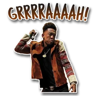 ‼ 451bddbb GRRRAAAAH! man, music, microphone, rapper, yelling whatsapp sticker