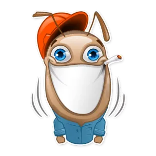 😀 627afa0f 卡通, 角色, 天线, 帽子, 香烟, 动画 telegram sticker