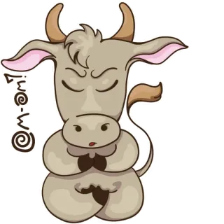 😌 0512b10e @live_wo kuh, cartoon, meditation, tier, aufkleber, ruhig telegram sticker