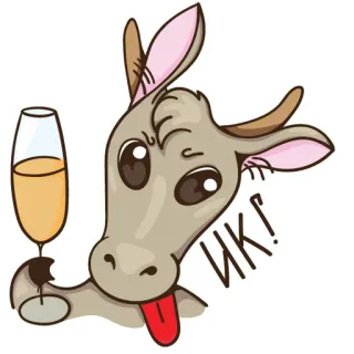 😜 3c41e41b ИК! Kuh, Tier, Champagner, Toast, Cartoon telegram sticker