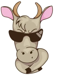 😎 8d2ba8f5 Tier, Kuh, Cartoon, Brille, lustig, cool telegram sticker