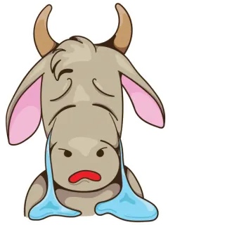 😭 9222f937 Kuh, traurig, weinend, Cartoon, Tier, Tränen, verärgert telegram sticker