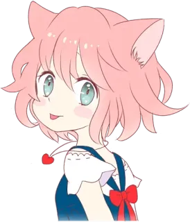 😜 04b907ca アニメ, 猫耳, かわいい, 可愛い, ピンク髪, 漫画 whatsapp sticker