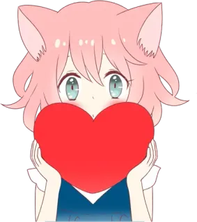 ❤ 7d6e735b アニメ, 猫耳, ハート, 愛, 可愛い, カワイイ whatsapp sticker