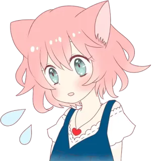 😪 bbd8ede6 アニメ, 猫耳, 可愛い, ピンク髪, 赤面, かわいい, 漫画 whatsapp sticker