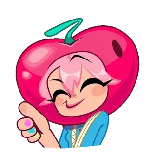 🤩 1478fdca 卡通, 樱桃, 表情符号, 角色, 粉色头发, 竖起大拇指 telegram sticker