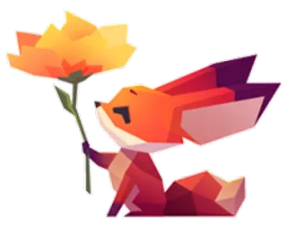 🍀 0531b7f7 여우, 동물, 꽃, 귀여운, 만화, 기하학적, 주황색 telegram sticker