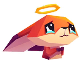 😇 1222921d 동물, 여우, 귀여운, 우는, 후광, 주황색, 슬픈 telegram sticker