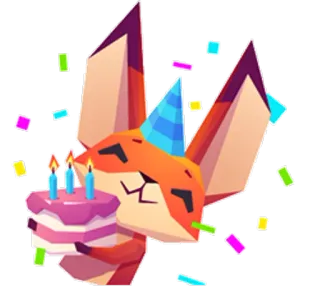 🎂 f5215110 여우, 생일, 케이크, 축하, 동물, 파티 telegram sticker