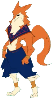 😶 276e1c54 renard, anthropomorphe, animal, dessin animé, personnage, orange, bleu telegram sticker
