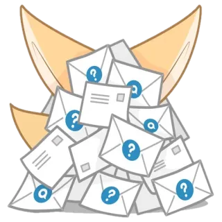 🦊 870bddf3 questions, lettres, pile, incertitude, confusion, email telegram sticker
