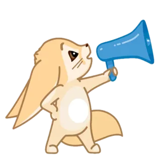 🦊 8f90dc4a Fennec, Mégaphone, Mignon, Animal, Dessin animé telegram sticker
