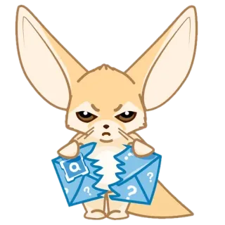 🦊 a6087709 fennec, en colère, courrier, cassé, enveloppe, points d'interrogation, animal, dessin animé telegram sticker