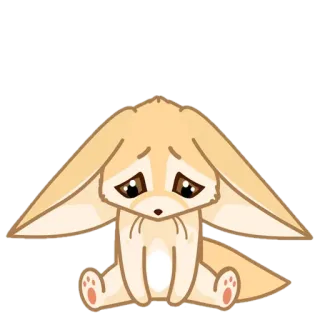 🦊 d26686ab renard fennec, triste, dessin animé, mignon, animal, illustration telegram sticker