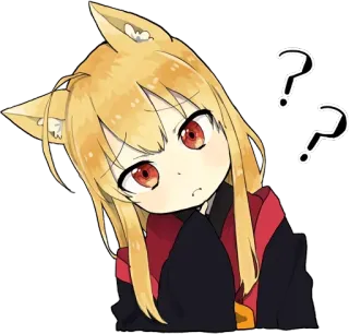 🙄 29adb1fe Anime, Fuchsmädchen, Fragezeichen, Süß, Cartoon, Ohren, Kawaii, Manga telegram sticker