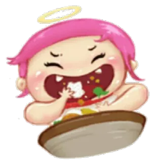 🍔 af9cd3c7 Desenho animado, Comendo, Comida, Anjo, Auréola whatsapp sticker