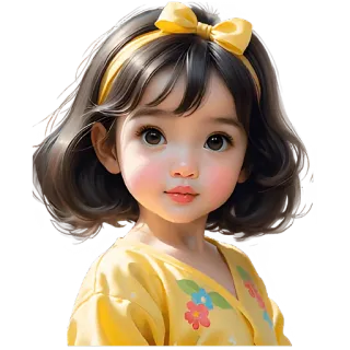 🙂 23de2c44 child, girl, portrait, cute, digital art, illustration telegram sticker