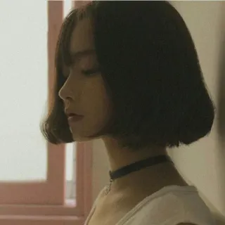 🥂 e577033e wanita, gadis, orang, potret, rambut bob, choker whatsapp sticker