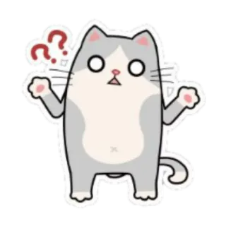 🤔 00cbd788 猫, 困惑, はてなマーク, ステッカー, 灰色, 可愛い telegram sticker