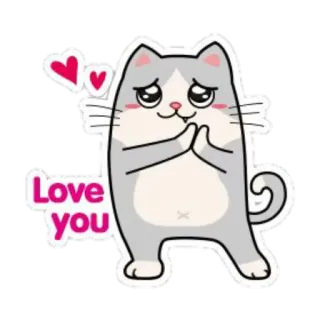 😍 960ffb9f Love you 猫, 愛, 可愛い, ハート, 漫画 telegram sticker