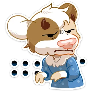 🥴 bb2eeddf mucca, animale, cartone animato, adesivo, assonnato, carino telegram sticker