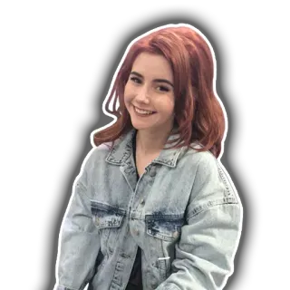 😄 b539ec9f 女性, 赤い髪, ジャケット, 人物, 笑顔, ポートレート telegram sticker