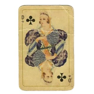 🃏 381a3708 kartu remi, permainan kartu, keriting, ratu, vintage, antik whatsapp sticker