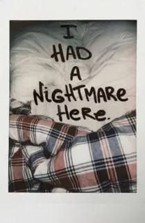 🌟 e91af2b7 I HAD A Nightmare HERE. mimpi buruk, tempat tidur, kotak-kotak, polaroid whatsapp sticker