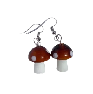 🌟 fb13a958 anting, jamur, perhiasan, cokelat, putih, jamur, aksesoris, imut, kecil whatsapp sticker