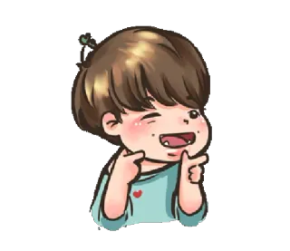 😉 a1042eaf kreskówka, chłopak, słodki, mrugnięcie, palce pistolety telegram sticker