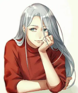 🌈 1295af44 Anime, Manga, Cheveux argentés, T-shirt rouge, Portrait, Art whatsapp sticker