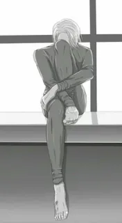 🌈 1f79f31b assis, fenêtre, triste, personne, oeuvre, illustration whatsapp sticker